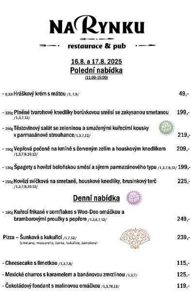 Polední menu :: Restaurace & pub Na Rynku