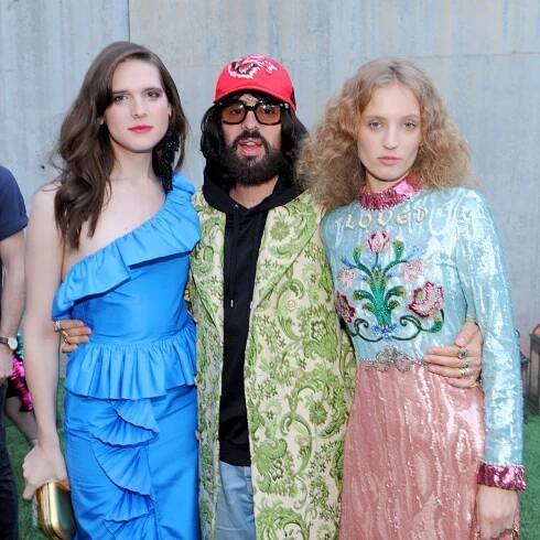 NEW YORK, NY - MAY 02: Model Hari Nef, Gucci Creative Director Alessandro Michele and Artist Petra Collins attend the Gucci Bloom Fragrance Launch at MoMA PS.1 on May 2, 2017 in New York City. (Photo by Craig Barritt/Getty Images for Gucci)