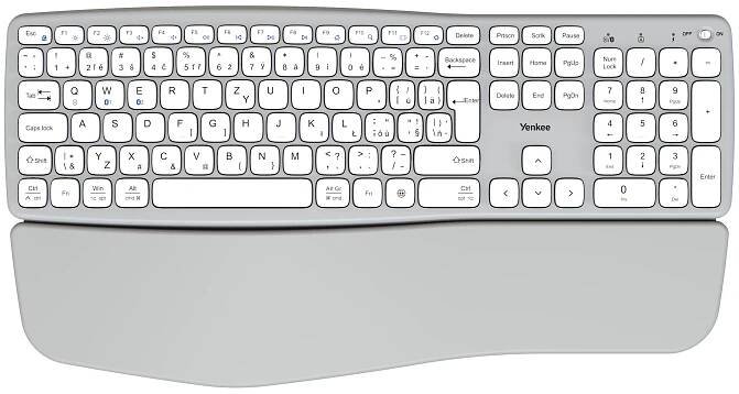 Klávesnice Yenkee YKB 2100 CSGY Ergonomická bezdrátová klávesnice s opěrkou zápěstí SWIFT