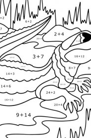 Omalovánka Sladkovodní krokodýl - Matematická Omalovánka - Sčítání pro děti