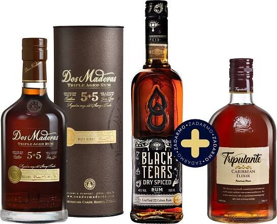Set Dos Maderas PX 5+5 + Black Tears Spiced Rum + Tripulante Caribbean Elixir zdarma - Tmavý rum | Svět nápojů