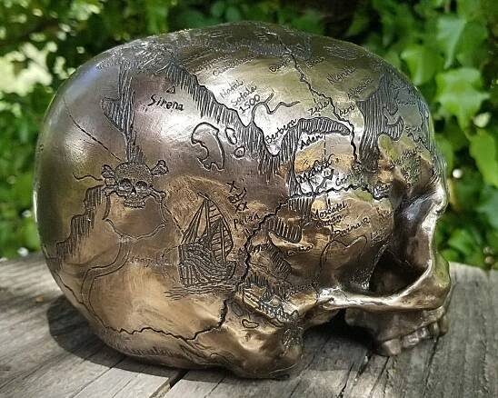 Slide 2 for Ancient Map Skull, Pirate Treasure Map, Skull Map