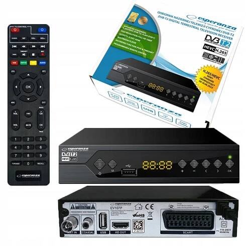 TUNER DEKODÉR POZEMNÍ HD TV DVBT2 HEVC H.265 EV107P