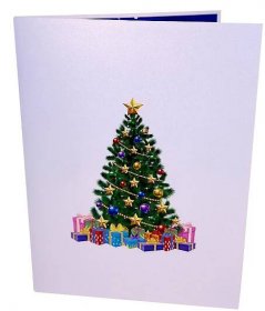 3D Přání - Vánoční stromeček se zlatou hvězdou