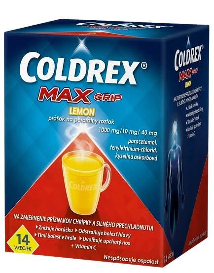 COLDREX MaxGrip Citron 1×14 ks, liek proti chrípke a prechladnutiu