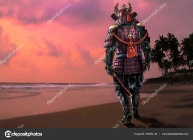 Vysoce Detailní Rastrová Ilustrace Japonských Samurajů Tradičním Středověkém Brnění Kráčí — Stock Fotografie © Leks #378362138