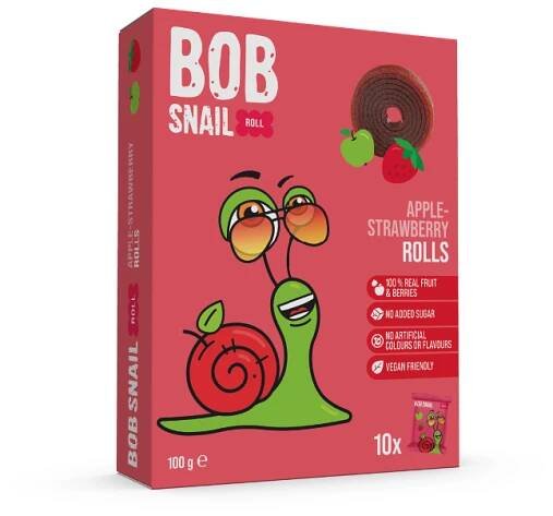 BOB Snail Ovocné rolky - Jablko/jahoda, 100 g - 2. Jakost
