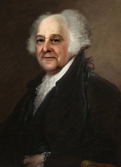A portrait of president John Adams that has been modified to look like actor George Thuronyi.