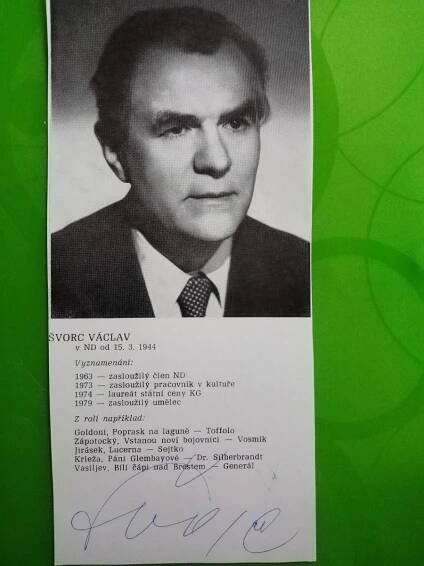 Autogram Václav ŠVORC Jako jed Náš dědek Josef Sanitka Rodáci