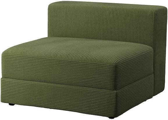 JÄTTEBO zelená modulární sedací souprava s úložným prostorem, elegantní moderní design, zakřivené linie.
