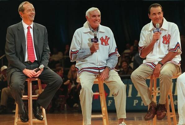 Bill Bradley (l. to r.), Dave DeBusschere and Jerry Lucas. 
