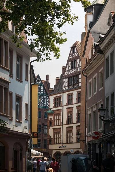Free Charming view of historic half-timbered houses in Freiburg, Germany. Stock Photo