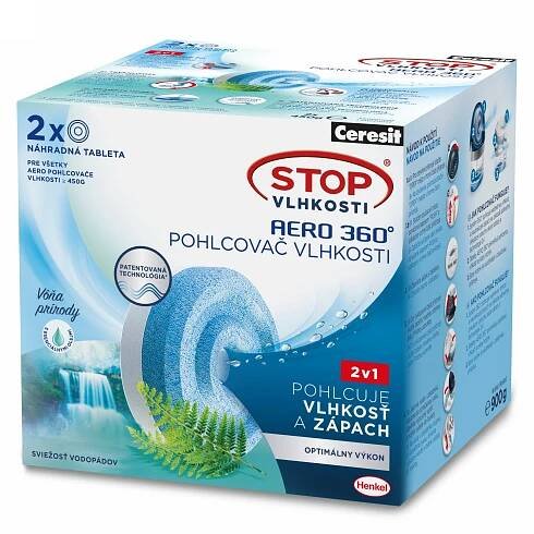 Stop vlhkosti Náhradní tablety do pohlcovače vlhkosti Aero 360° 2× 450 g; svěžest vodopádů