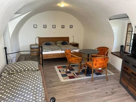 Postel nebo postele na pokoji v ubytování Penzion Marcipánka