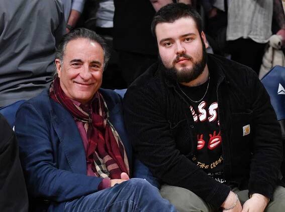  Andy Garcia and Andres Garcia ttend a basketball game between the Los Angeles Lakers and the Washington Wizards on February 29, 2024 in Los Angeles, California. 