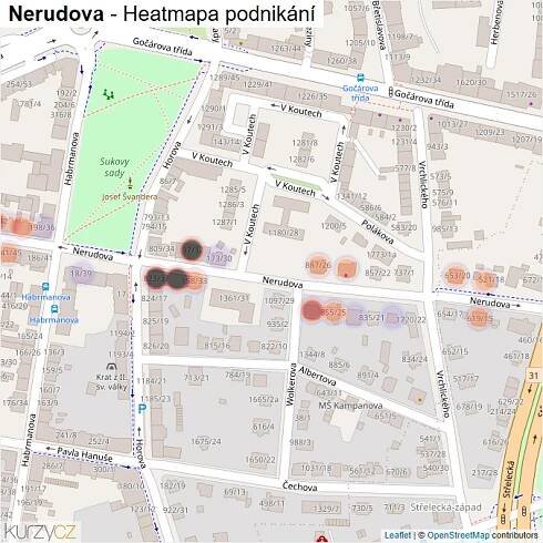 Mapa Nerudova - Firmy v ulici.