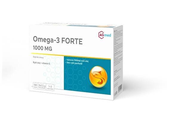 AGmed Omega-3 FORTE 1000mg rybí olej+vitamin E 180 tobolek | Alphega.cz
