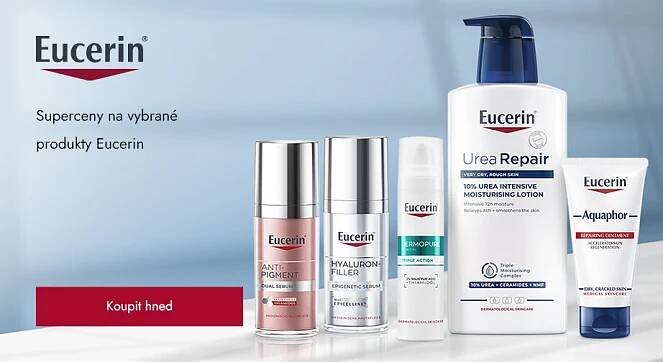 Superceny na vybrané produkty Eucerin. Ceny na webu jsou uvedeny po slevě.