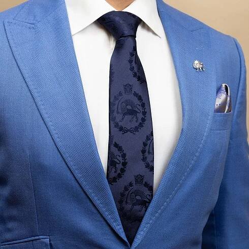 Lion & Sun Blue on Blue Tie 6