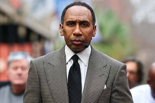 ESPN featured commentator and executive producer on set Stephen A. Smith on February 07, 2025 in New Orleans, Louisiana. The Philadelphia Eagles and the Kansas City Chiefs will face each other on Sunday.