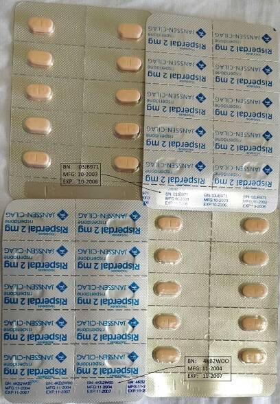 Risperdal Pills still intact in their package dating back to years 2003 and 2004