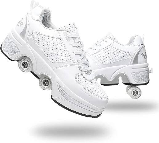 BUTOROLKY BOTY ROLKY S KOLEČKY PODSVÍCENÉ 7-LED UNISEX BÍLÉ