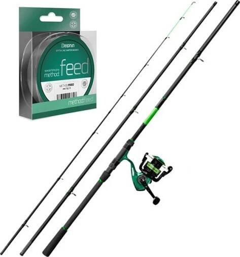 Delphin GreenFeed Wasabi feeder 360 cm/100 g + naviják Elixir 3T + vlasec Method Feed 0,22 mm od 1 025 Kč