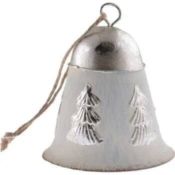 Závěs Zvoneček 8,5cm vánoční, kovový, bílý
