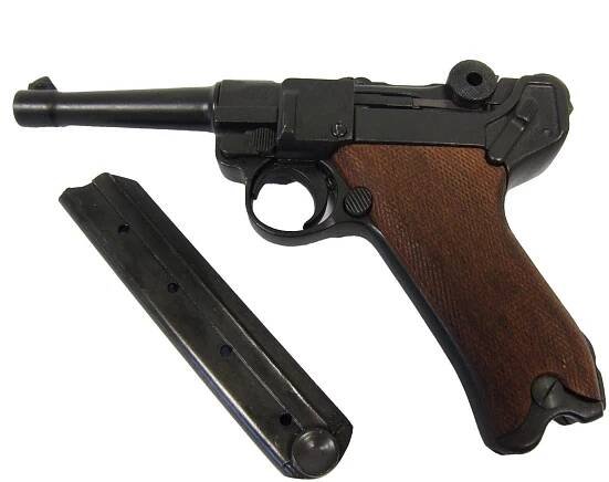 Pistole Parabellum Luger P08 dřevo - dekorační replika