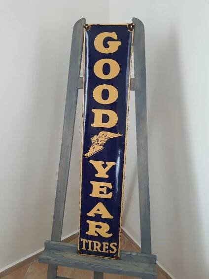 Smaltovaná cedule: GOOD YEAR!!! *AKCE: Pošta / Dárek - ZDARMA!!! - Starožitnosti