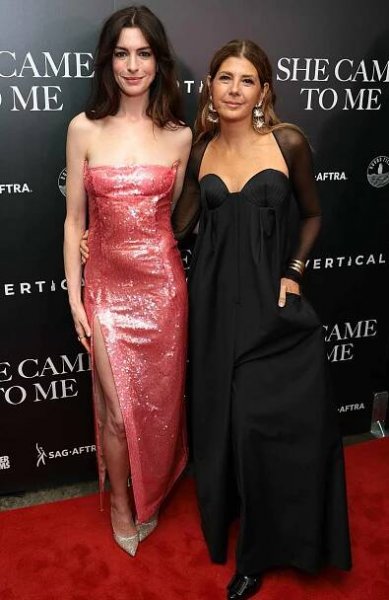 Anne Hathaway and Marisa Tomei attend the "She Came To Me" New York Screening at Metrograph