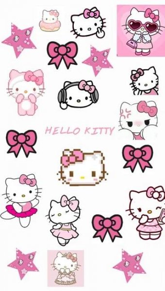 hello kitty wallpaper with pink bows and stars