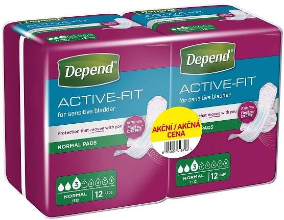 Depend Active-Fit Normal inkontinenční vložky duopack 2x12 ks