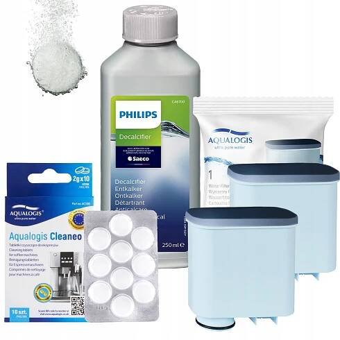 Odvápňovač pro kávovar Philips + 2x vodní filtr pro Saeco Philips + tablety