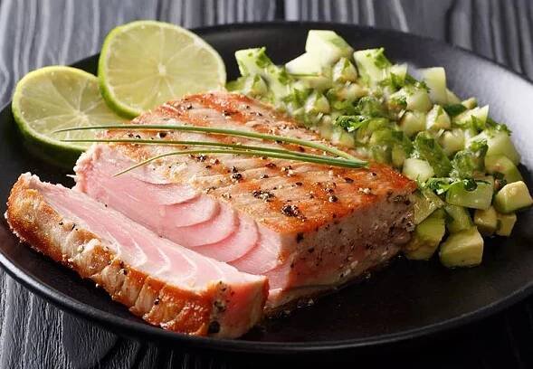 Recipe: Grilled Tuna with Avocado, Cucumber and Ginger Salsa