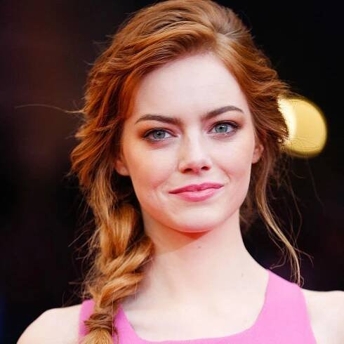 "Emma Stone in a Radiant Pink Top" Wallpaper