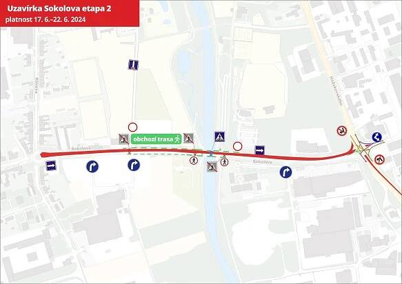 Jih Brna svírají nová omezení dopravy. Po Hněvkovského rozkopou Sokolovu ulici