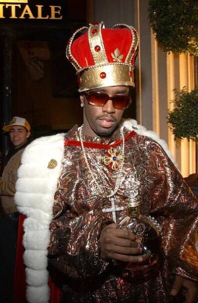 Sean "P. Diddy" Combs in a king costume at a Halloween party.