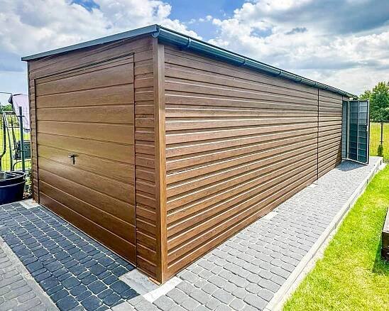 Plechova garáž 3,5x8 přístřešek 1m výklopná vrata dveře okapy Imitace dřeva Značka žádná značka