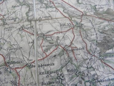 STARÁ MAPA NA PLÁTNĚ-OKOLÍ PRAHY - Staré mapy a veduty
