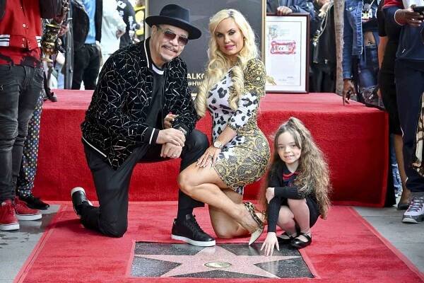 Ice T, Coco Austin and Chanel Nicole Marrow at the star ceremony where Ice-T is honored with a star on the Hollywood Walk of Fame on February 17, 2023 in Los Angeles, California