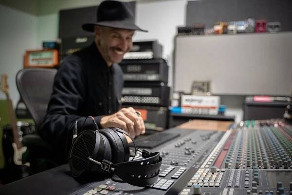 Jaime Gomez Arellano in the studio with the Audeze LCD-X headphones