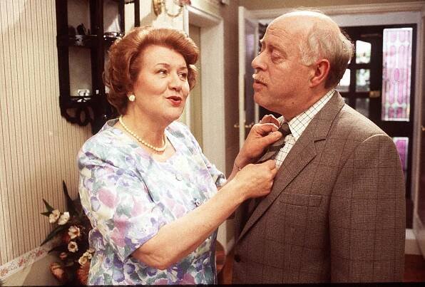 Patricia Routledge and Clive Swift in a scene from *Keeping Up Appearances*.
