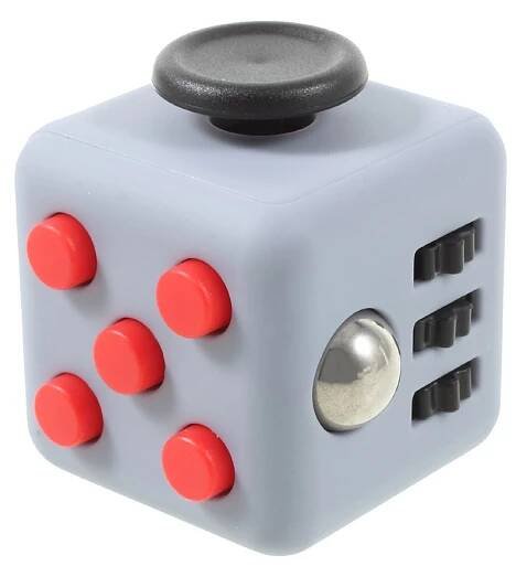 Fidget Cube - antistresová kostka - šedá/červená