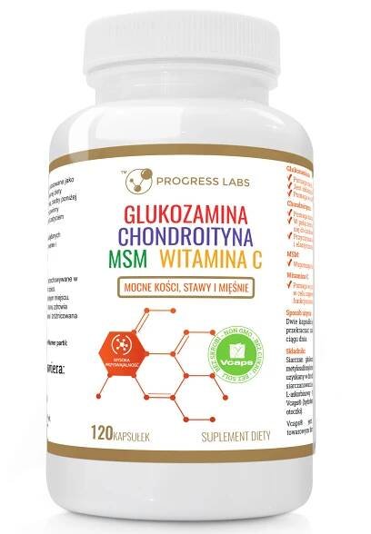 Progress Labs Hovězí maso Glukosamin Chondroitin MSM Vitamín C 120 kapslí