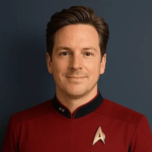 John as a Starship crew member from Star Trek