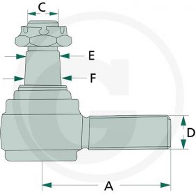 Kulový čep řízení kužel 12-14 mm délka 90 mm vnější závit M16x1,5 pro Deutz-Fahr D25, 30 2