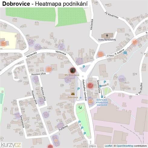 Mapa Dobrovice - Firmy v obci.