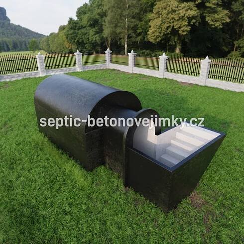 Betonový sklep s klenbou + předsíň + schody pravé