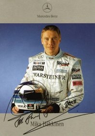 Mika Hakkinen - týmová karta, tištěný podpis  - Ostatní sběratelské předměty